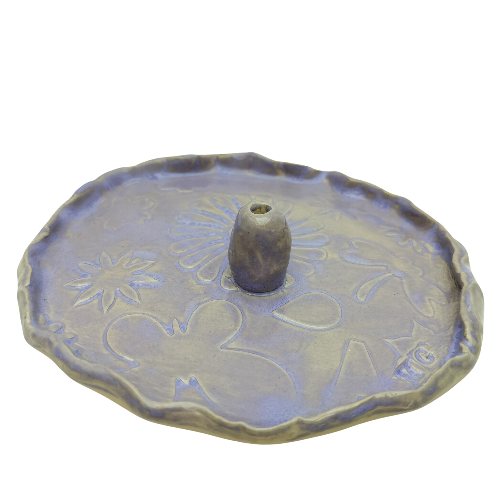 Røgelsesholder i stentøjskeramik – Lavendelblå drøm