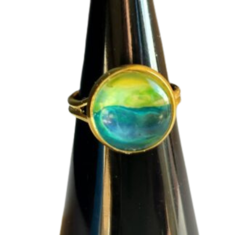 Enkelt ring med maleri – guld look, flere design