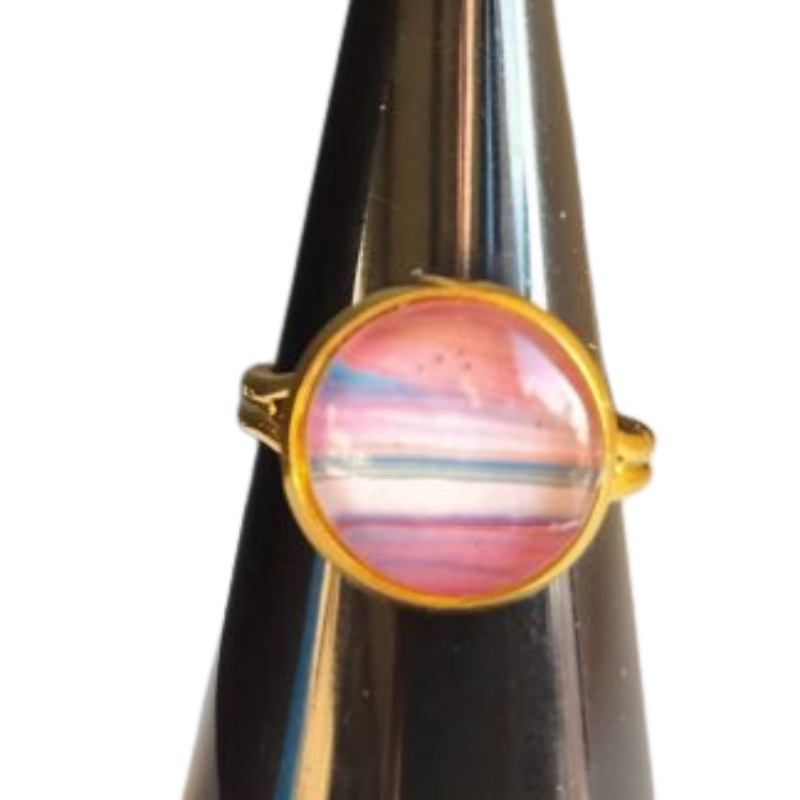 Enkelt ring med maleri – guld look, flere design