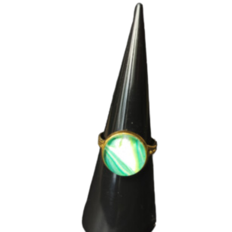 Enkelt ring med maleri – guld look, flere design