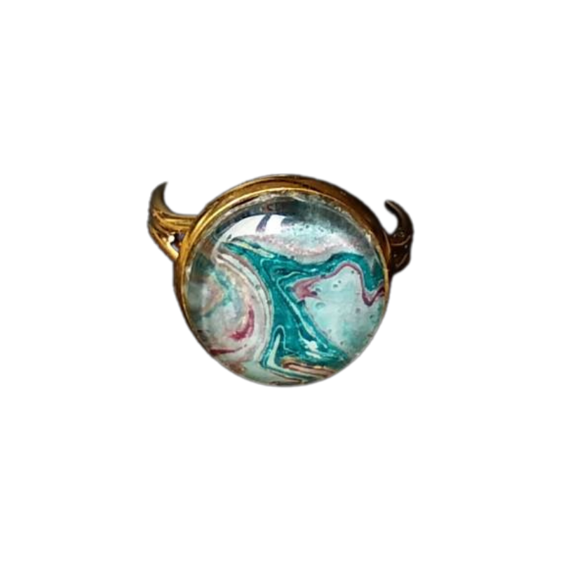 Enkelt ring med maleri – guld look, flere design