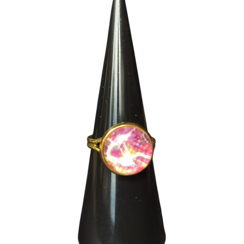 Enkelt ring med maleri – guld look, flere design
