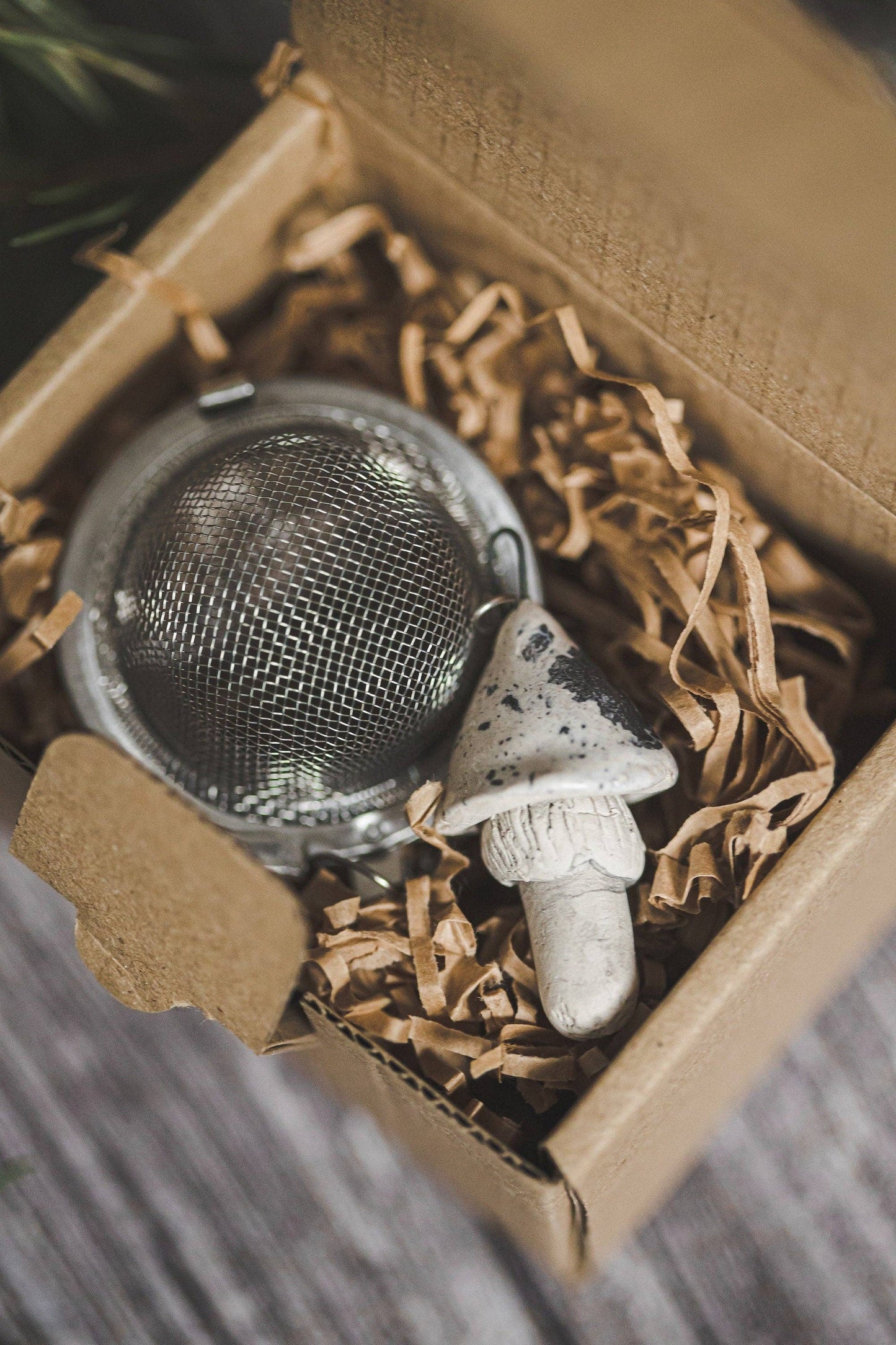 Håndlavet teæg med keramisk lys svamp 🍄‍🟫