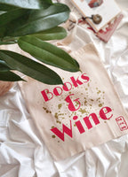 Stofnet / stoftaske “Books & Wine” – sommer, stemning og små hverdagsøjeblikke