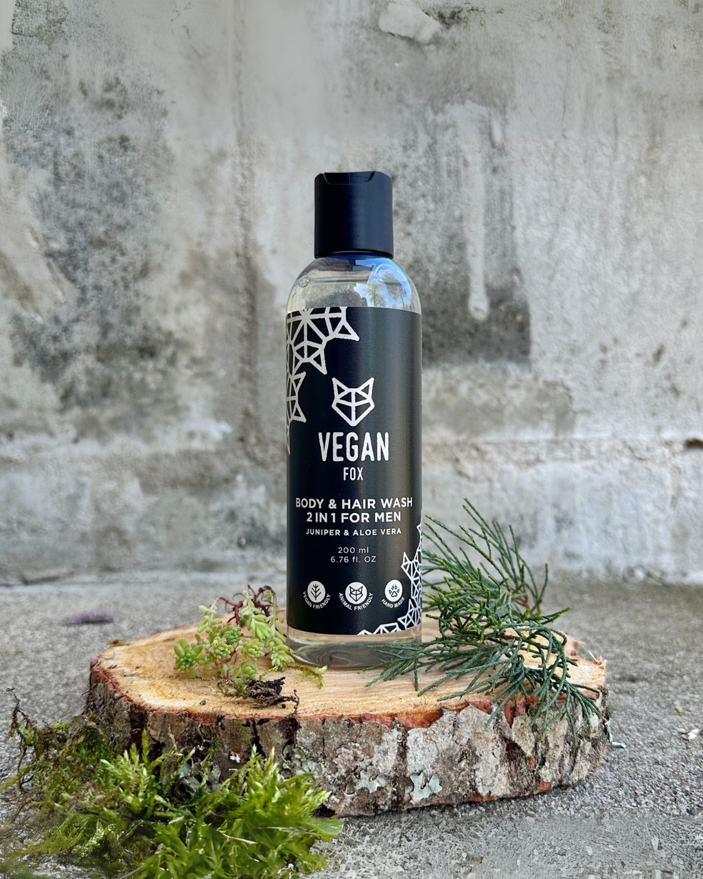 Vegansk 2-i-1 shampoo og body wash til mænd – 200 ml | Vegan Fox