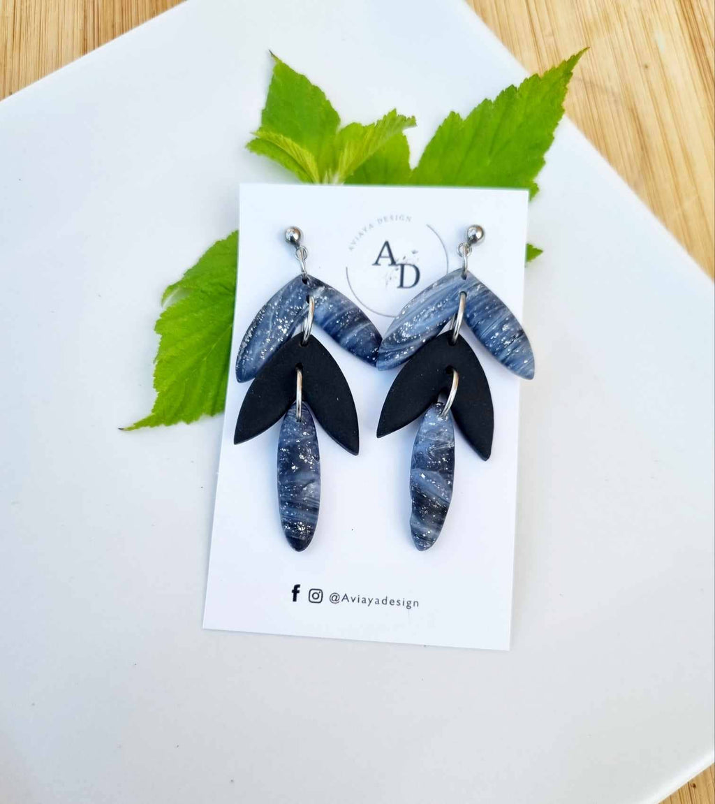 Blad sølv/grå - ørestikker