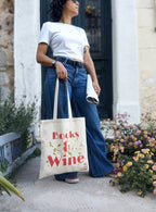 Stofnet / stoftaske “Books & Wine” – sommer, stemning og små hverdagsøjeblikke