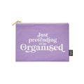 Makeup pung med lynlås “Just Pretending To Be Organized” – lys lilla canvas pouch