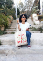 Stofnet / stoftaske “Books & Wine” – sommer, stemning og små hverdagsøjeblikke