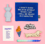 Makeup pung med lynlås “I’ll Be Ready In 5 Minutes” – mørkeblå canvas pouch