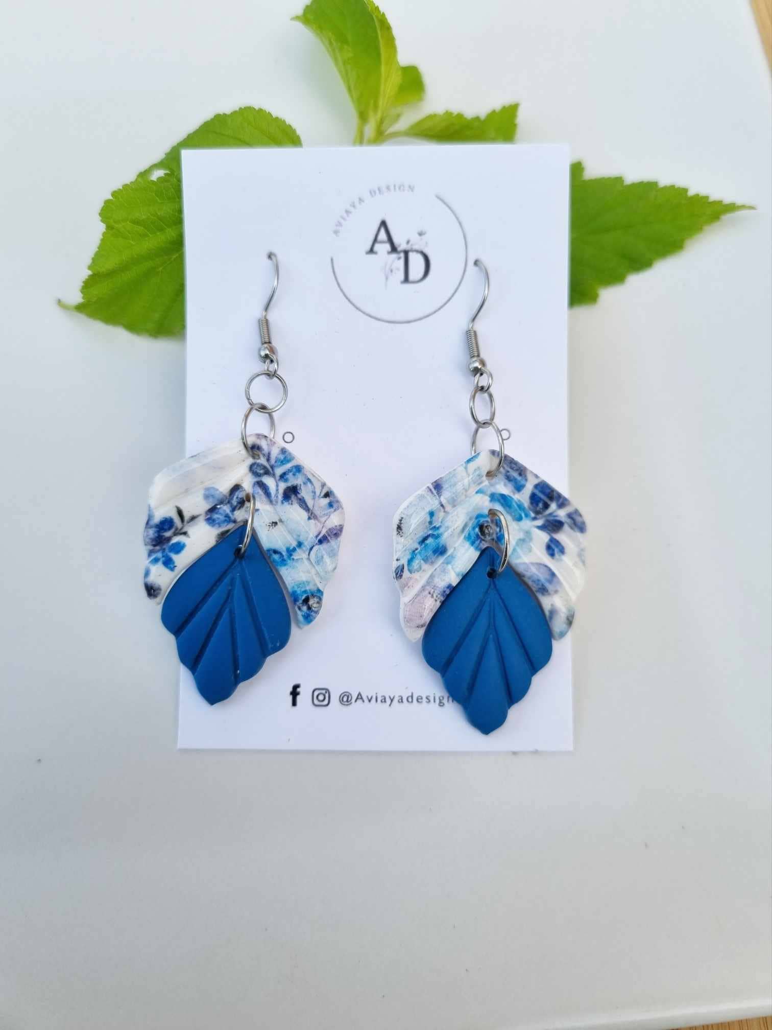 Blå roser - øreringe