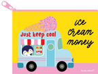 Mini pung “Ice Cream Money” – farverig møntpung i genbrugsplast