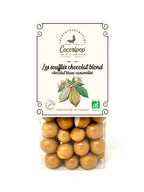 Knasende chokoladekugler med karameliseret hvid chokolade