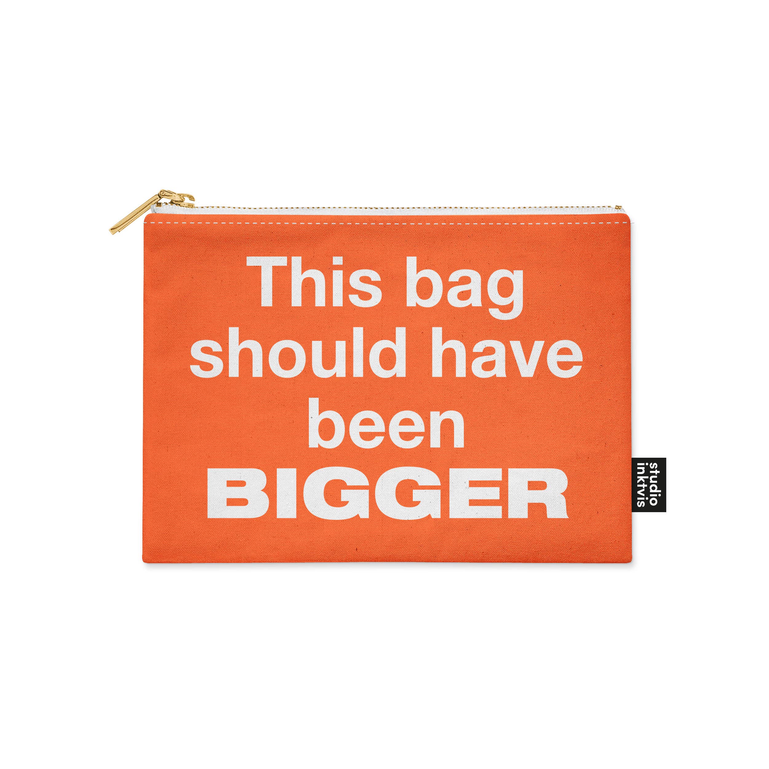 Makeup pung med lynlås “This Bag Should Have Been Bigger” – orange canvas pouch