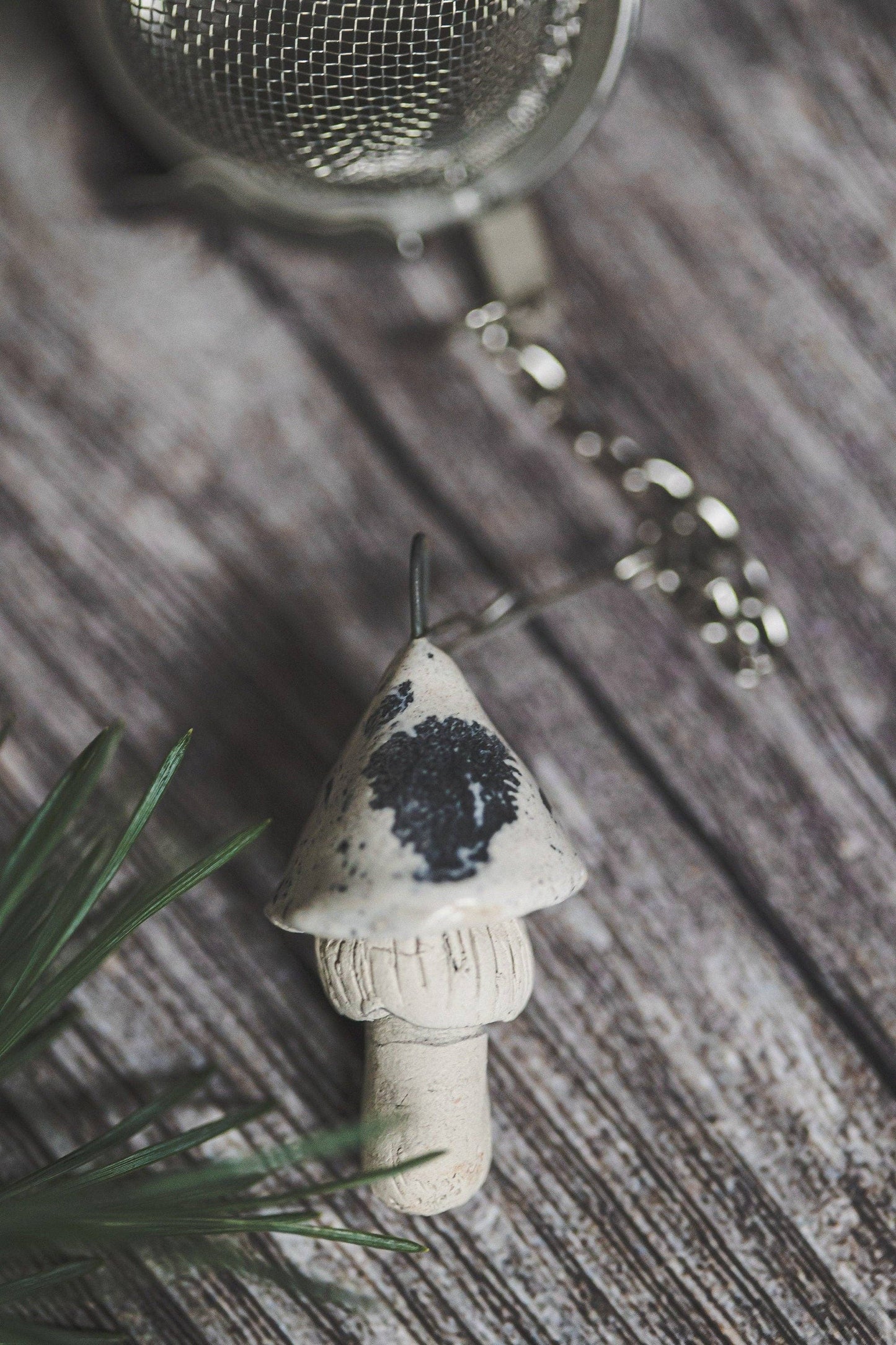 Håndlavet teæg med keramisk lys svamp 🍄‍🟫