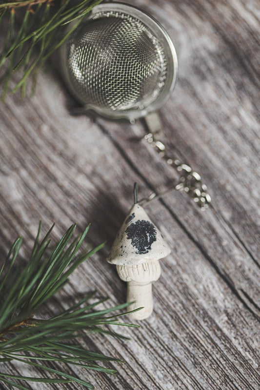 Håndlavet teæg med keramisk lys svamp 🍄‍🟫