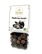 Hasselnødder med mælkechokolade & mørk chokolade