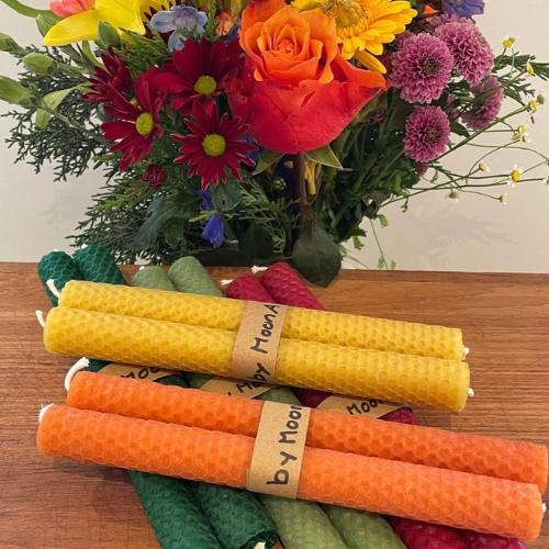 Håndrullet bivoks stagelys 6 stk, flere farver