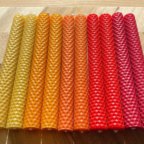 Håndrullet bivoks stagelys 6 stk, flere farver