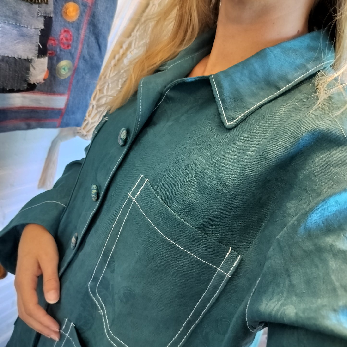 Work Jacket i grøn damask – bæredygtigt håndværk med sjæl