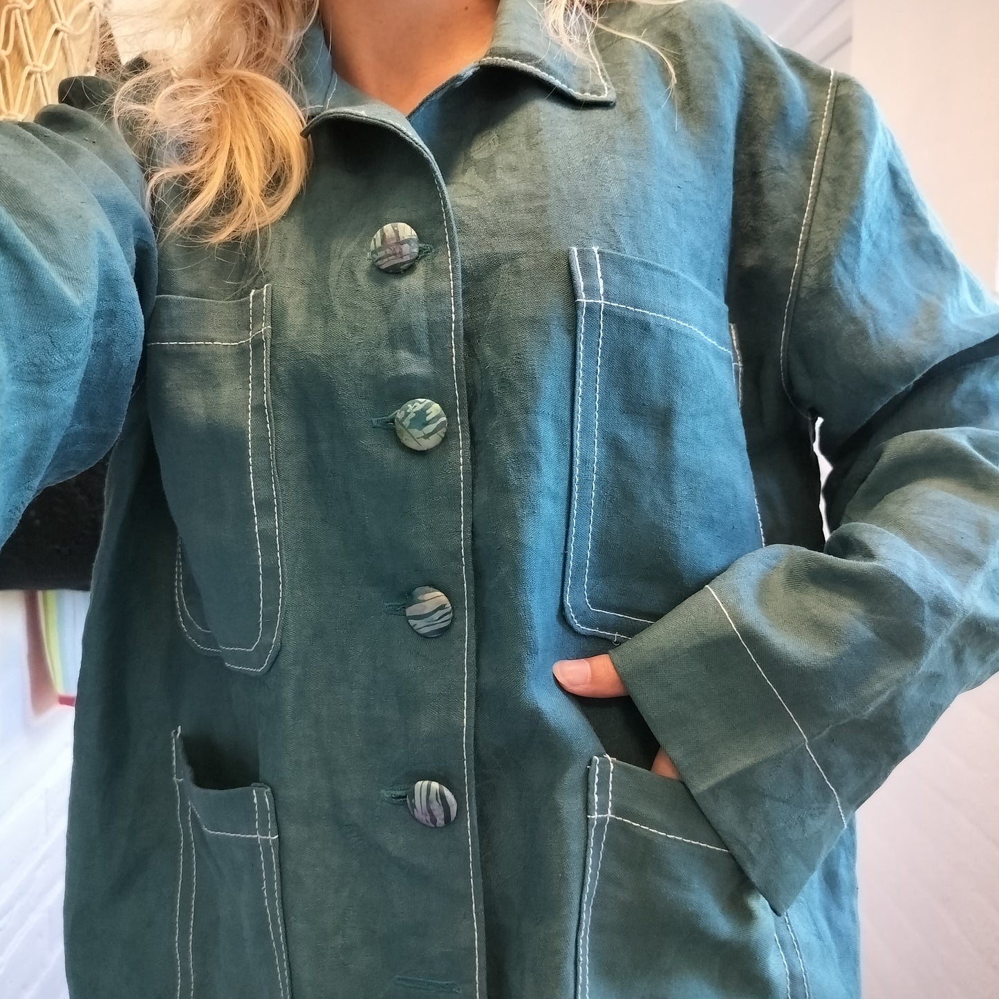 Work Jacket i grøn damask – bæredygtigt håndværk med sjæl