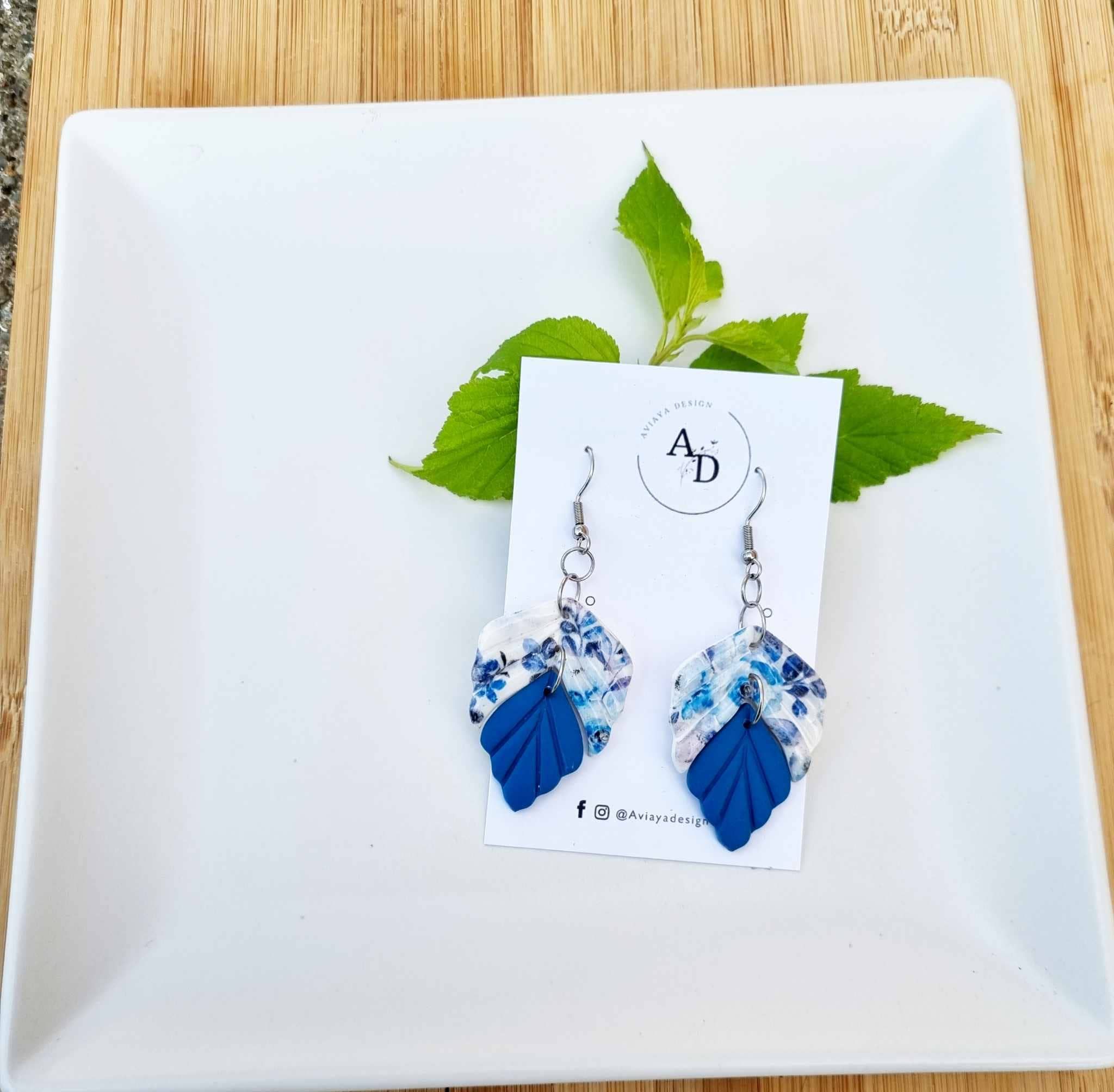 Blå roser - øreringe