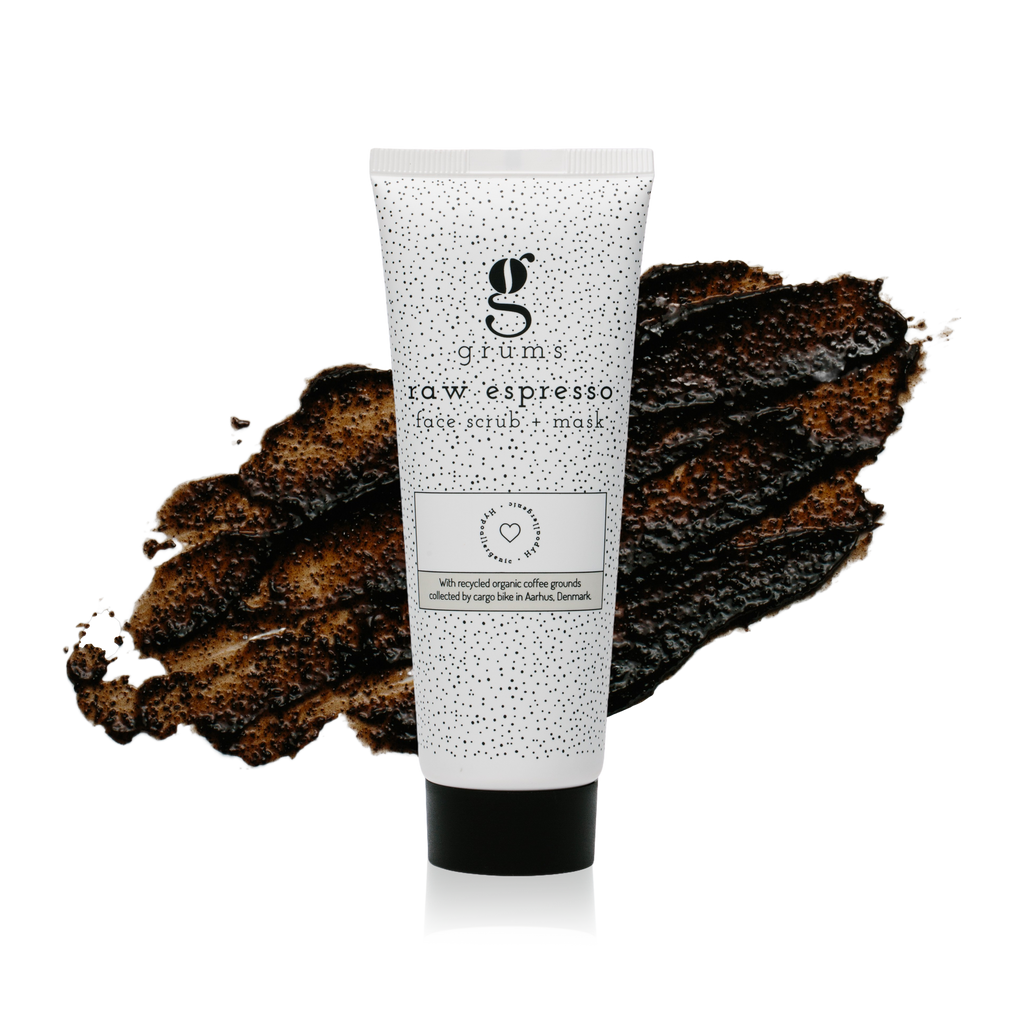 2-i-1 rå espresso ansigtsskrub+maske med kaffegrums