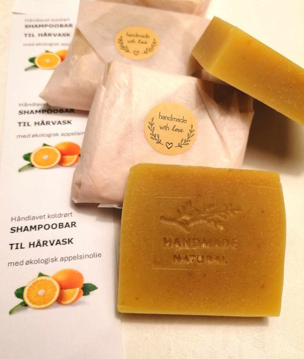 🍊 Økologisk appelsin shampoobar – håndlavet fast shampoo