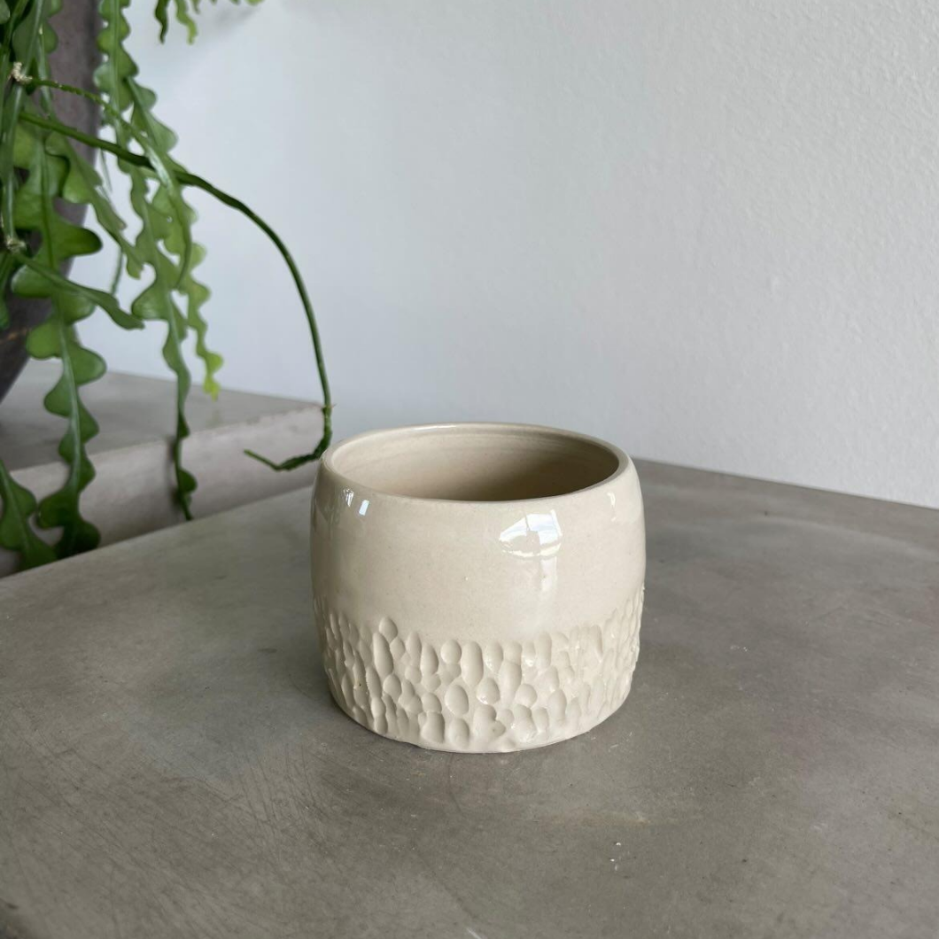 Lille krukke/urtepotte – mønster i bunden