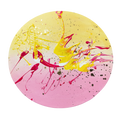 Rundt maleri af CHornbech – Fluid Art i pink og guld