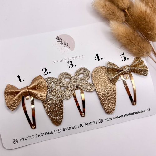 Hårspænder i Guld & Glimmer · 5 Designs · Julekollektion (Sælges i sæt af to)